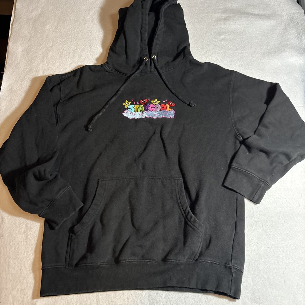 Staycool Hoodie Mens Medium Pullover Embroidered Graphic‎ Stars Hearts Cloud
